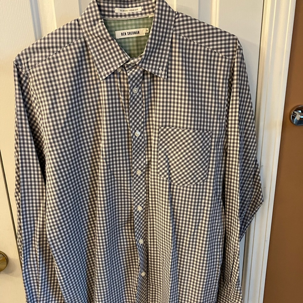 Ben Sherman Casual Button Down, Men’s XL, Eggplant / White Checked